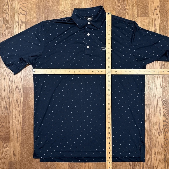 Footjoy Lisle Titleist FJ Logo Print Navy Embroidered Golf Polo Shirt Mens Large - Picture 9 of 9